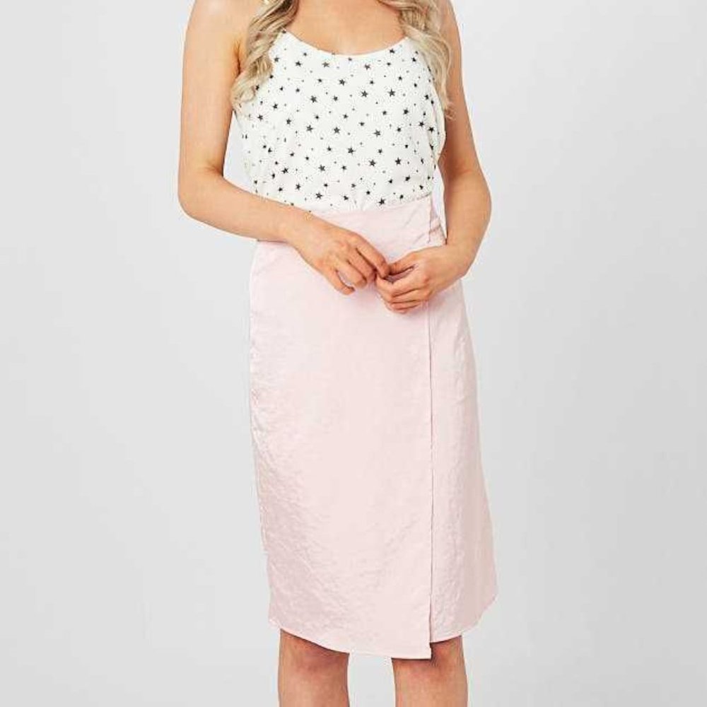 NWT Altar'd Sate Adalyn Midi Skirt Light Pink Med